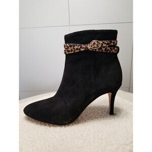 Essex Lane Womens Kami Black Ankle Boots w/Animal Print Bands Size 6M
